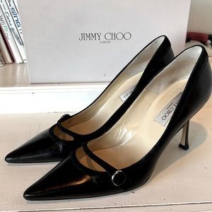 Jimmy Choo black heels— patent/suede pumps. 40.5 10-10.5 US
